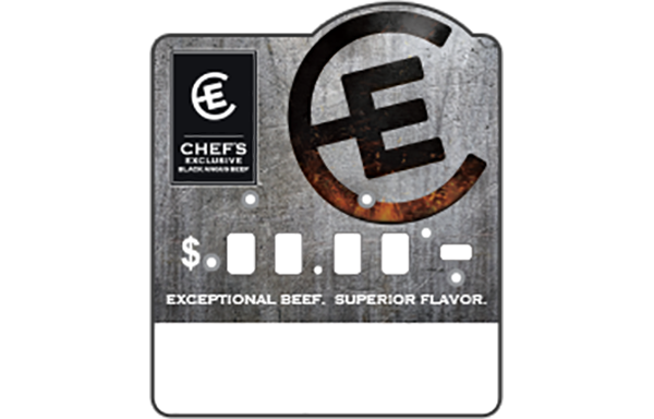 chefs exclusive black angus beef pricing label